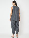 Cotton Pleated Top And Dhoti Co-ord