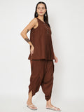 Cotton Pleated Top And Dhoti Co-ord