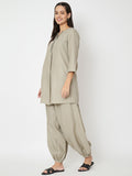 Cotton Chevron Print Placket Co-ord