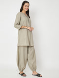 Cotton Chevron Print Placket Co-ord