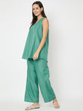 Cotton Solid V-Neck Tunic Co-ord