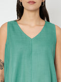 Cotton Solid V-Neck Tunic Co-ord
