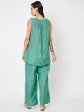 Cotton Solid V-Neck Tunic Co-ord