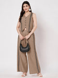 Cotton Side Print Trouser and Block printed Waistcoat Co-ord