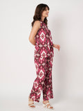 Cotton Printed Trouser and Printed Halter Neck Co-ord