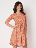 Cotton Printed Ruffle Dress
