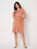 Cotton Printed Ruffle Dress
