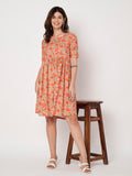 Cotton Printed Ruffle Dress