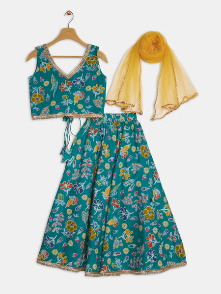 Cotton Printed Embellished Bias Lehenga Set