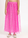 Cotton Leheriya Net Sequin Embroidered Skirt