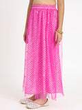 Cotton Leheriya Net Sequin Embroidered Skirt