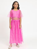 Cotton Leheriya Net Sequin Embroidered Skirt