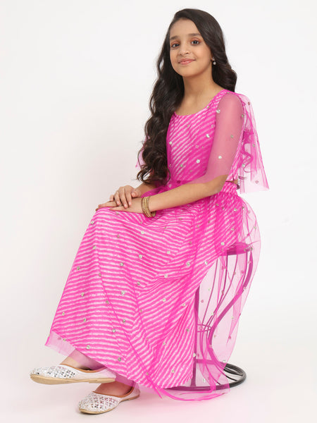 Cotton Leheriya Net Sequin Embroidered Skirt