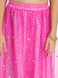 Cotton Leheriya Net Sequin Embroidered Skirt