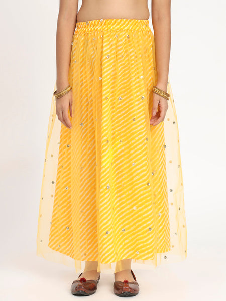 Cotton Leheriya Net Sequin Embroidered Skirt