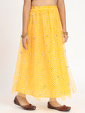 Cotton Leheriya Net Sequin Embroidered Skirt