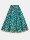 Cotton Printed Embellished Bias Skirt