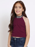 Knitted Halter Embellished Top