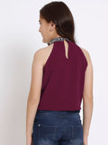 Knitted Halter Embellished Top