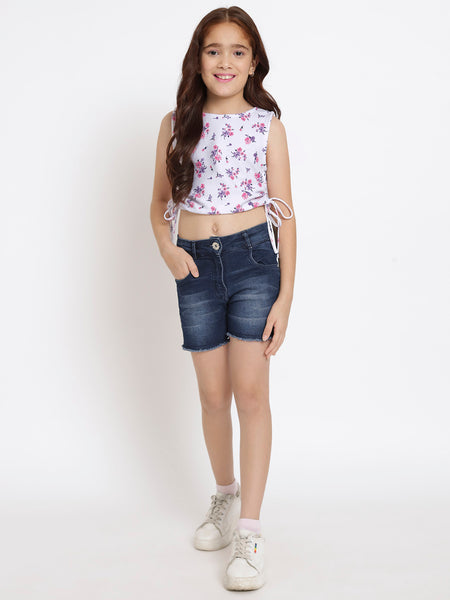 Knitted Printed Side Tie-up Top