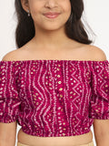 Viscose Bandhani Print Off Shoulder Top