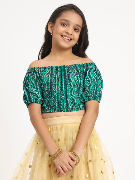 Viscose Bandhani Print Off Shoulder Top