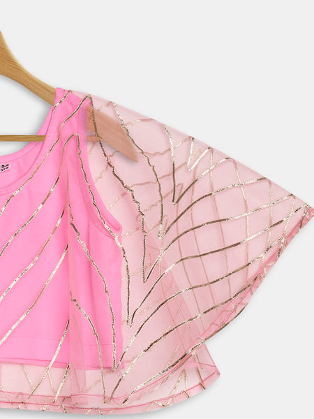 Net Gota Embroidered Cape Top