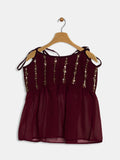 Georgette Embroidered Peplum Tie-up Top