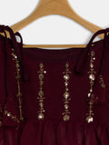 Georgette Embroidered Peplum Tie-up Top