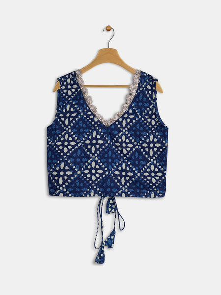 Cotton Embellished Back Tie Top