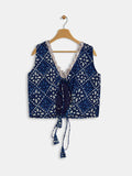 Cotton Embellished Back Tie Top