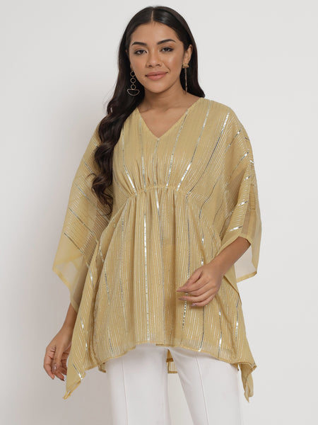 Georgette Gota Embroidered Kaftan Kurti