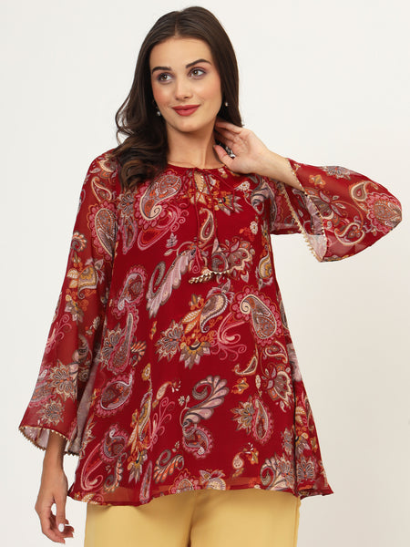 Georgette Printed A-line Kurti