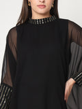 Georgette Linear Sequins Cuffed Kaftan