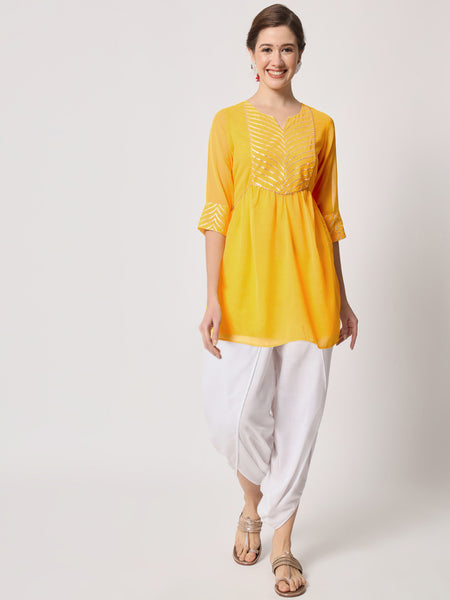 Georgette Gota Embroidered Yoke Kurti