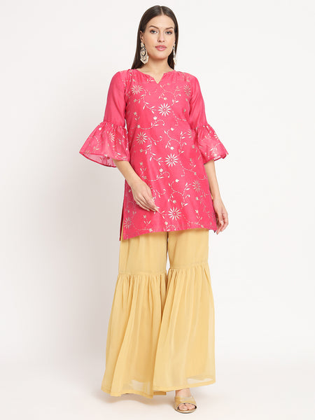 Chanderi Foil Printed Kurti