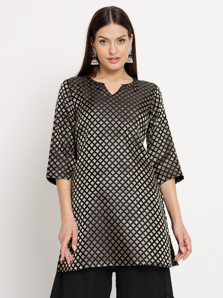 Black Brocade Kurti