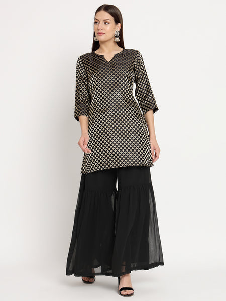 Black Brocade Kurti