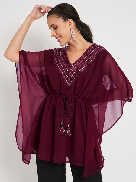 Georgette Embellished Yoke Kaftan