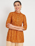 Viscose Bandhani Print Embellished Kurti