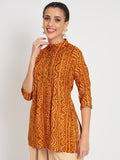 Viscose Bandhani Print Embellished Kurti