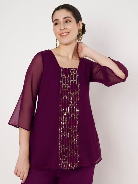 Georgette Embroidered Panel Kurti