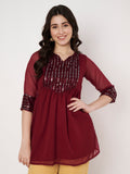 Georgette Embellished Yoke Kurti