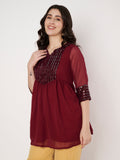 Georgette Embellished Yoke Kurti