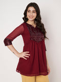 Georgette Embellished Yoke Kurti