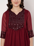 Georgette Embellished Yoke Kurti