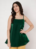 Silk Blend Embellished Spaghetti Kurti