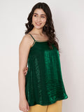 Silk Blend Embellished Spaghetti Kurti