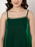 Silk Blend Embellished Spaghetti Kurti