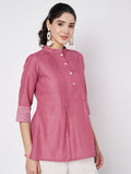 Cotton Block Printed Pintuck Kurti